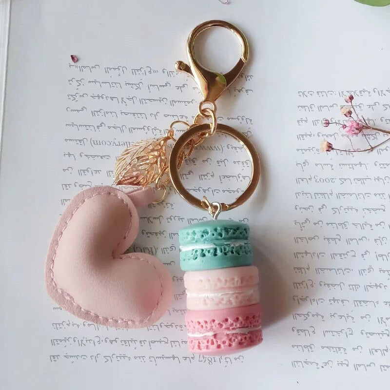 Macarons - Schlüsselanhänger mit Herz Gold/Babypink
